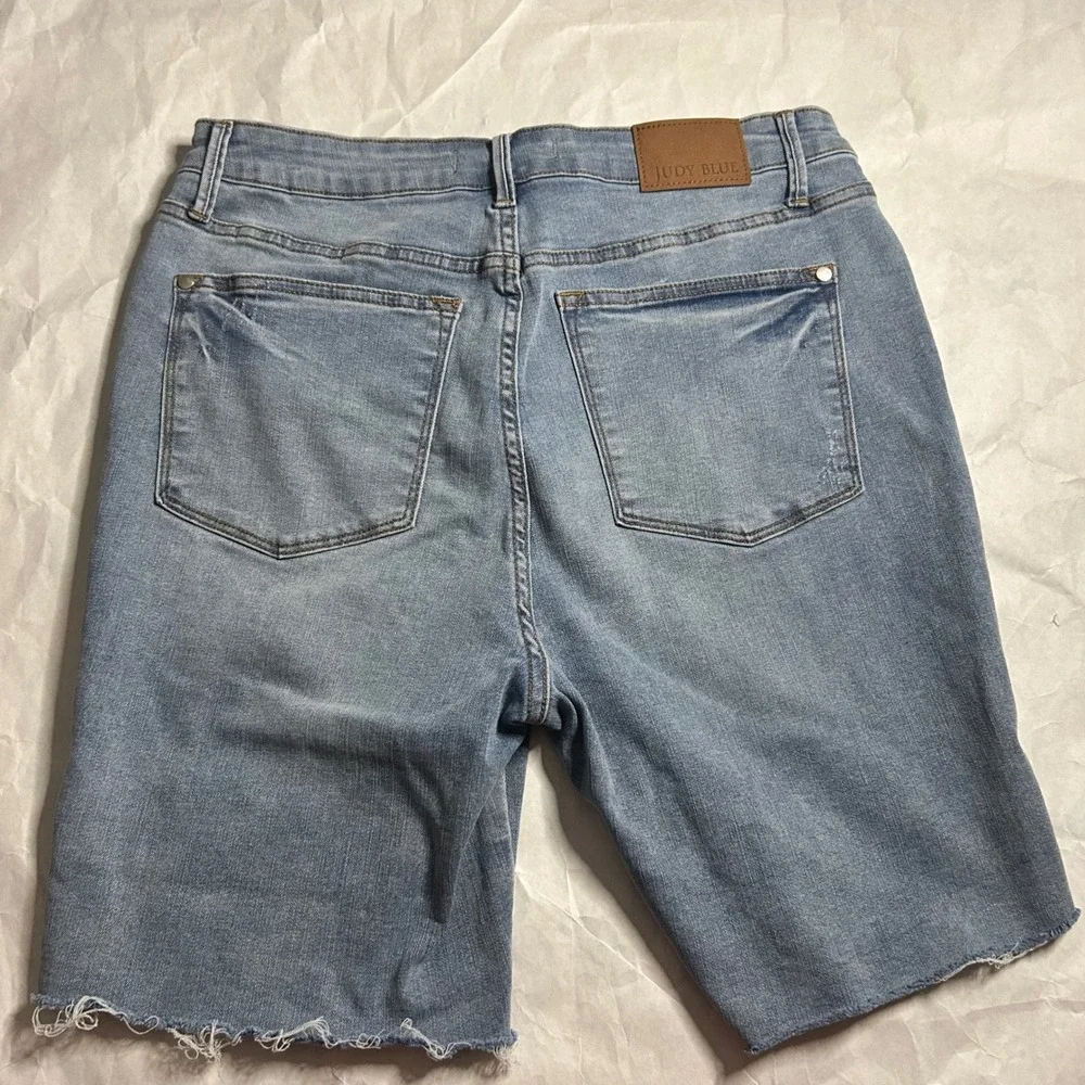 Judy‎ Blue Los Angeles XL Denim Jean Shorts Frayed Hem Light Wash